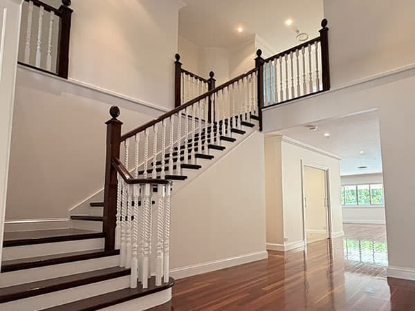 Freshly painted staircase and hallway in a Melbourne home